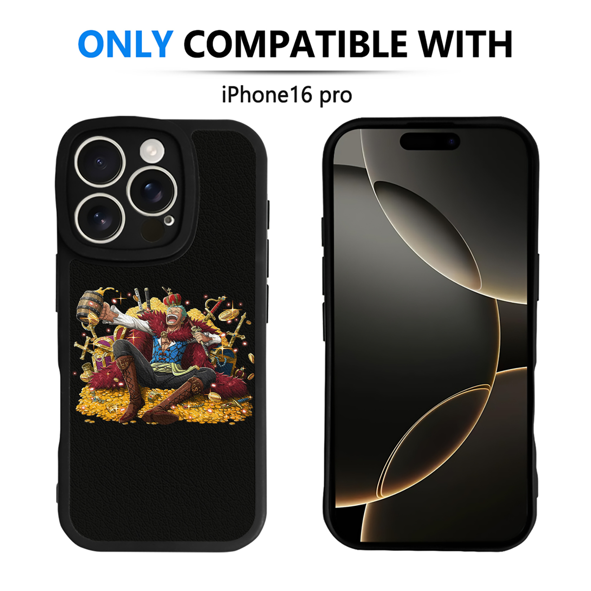 （画像用） ワンピース ロロノア・ゾロ ONE PIECE Roronoa Zoro 【iPhone 16シリーズ対応】シリコンスマホケース（レザー調） 材質：シリコン